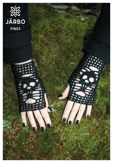 91803. HEKLEDE DØDNINGEHODE-HANSKER