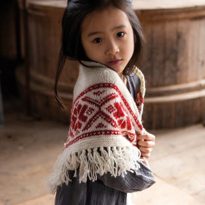 Järnblomma – vintersjal med bingemønster til barn