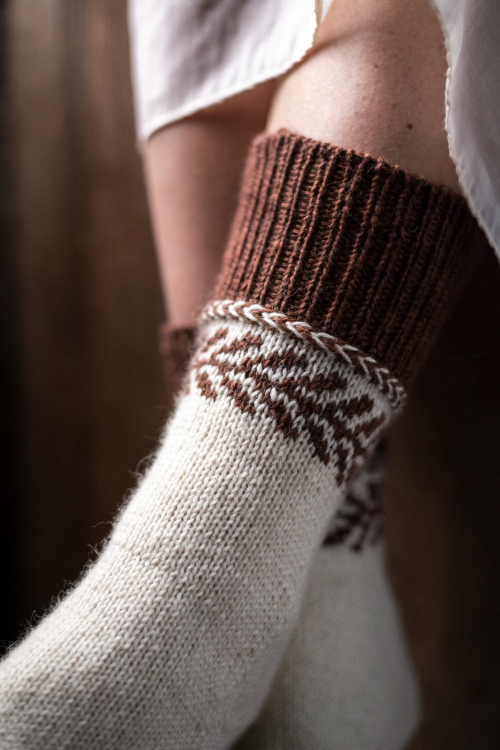 Säter - sokk med mønsterbord og latvisk flette