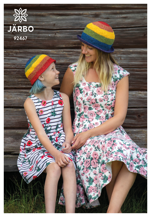 Regnbuehatt til stor og liten