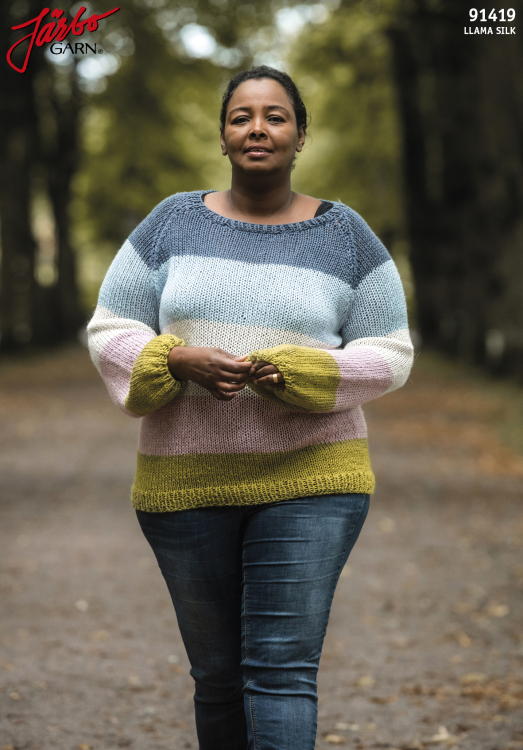 Vårbris - stripet genser i dobbelt garn