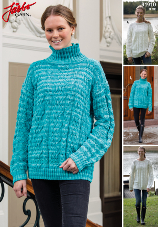 91910. FLETTESTRIKKET FISKERGENSER TIL DAME