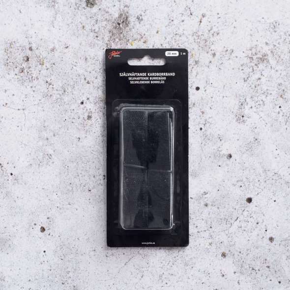 Selvklebende borrelås 20mm x 1m Svart