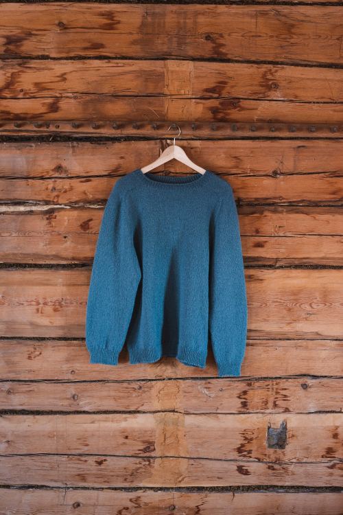 Vintergröna - tynn herregenser med sadelerme