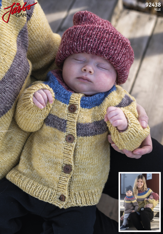 Yllis - rundstrikket barnejakke i Ylle