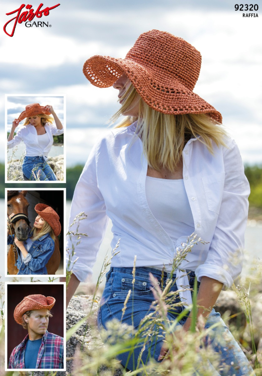 92320. "Margot" - heklet solhatt / cowboyhatt i papir