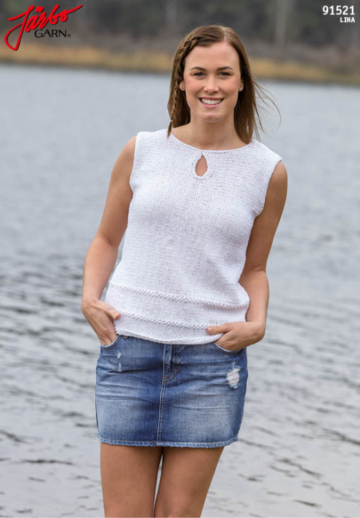 91521. DAMETOPP MED SPLITT I HALSEN