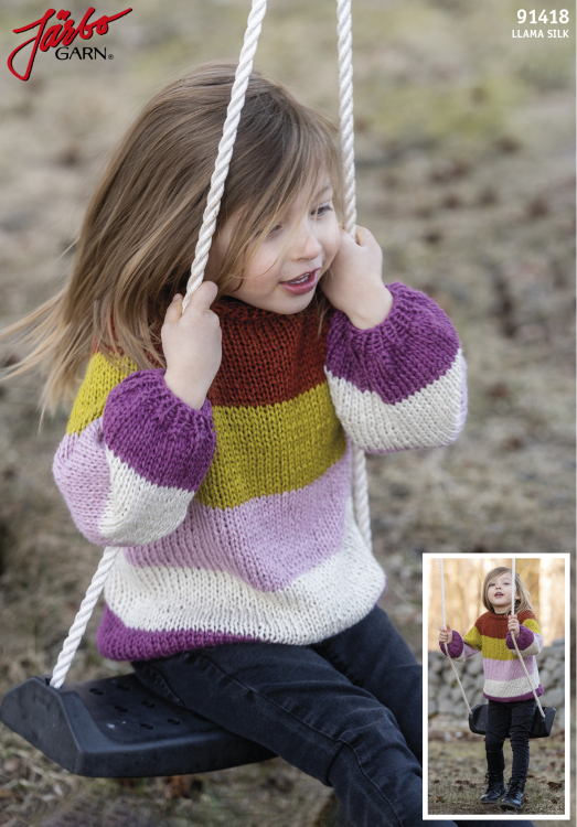 Vårbris - stripet barnegenser i dobbelt garn