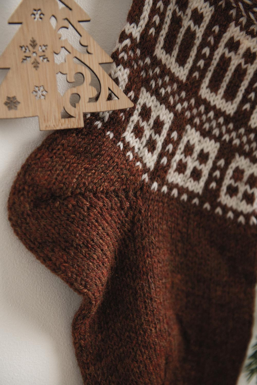 Rågsved - mønsterstrikket julesokk