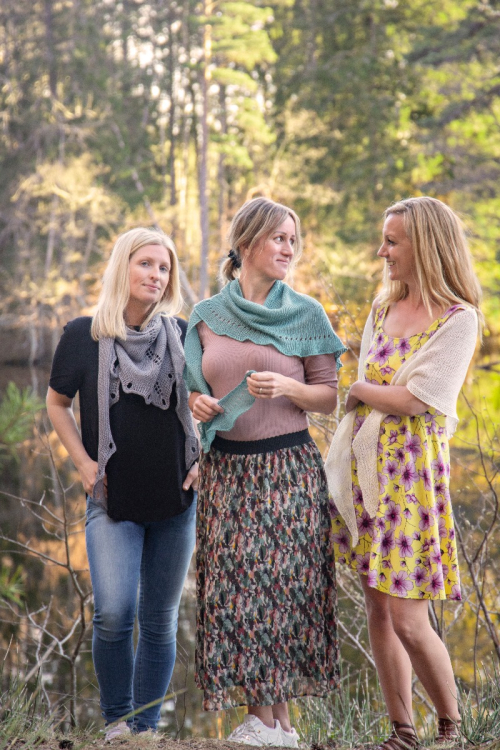 Tre søstre - linsjal med tre ulike avslutninger