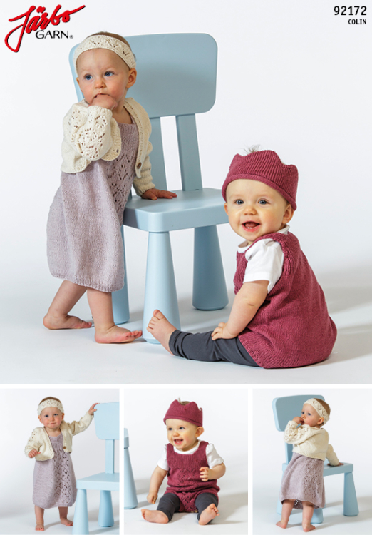 Babysett - Cardigan/bolero, kjole, body, pannebånd og krone