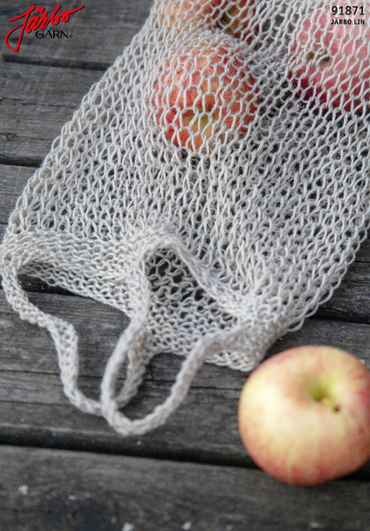 Strikket fruktnett med håndtak