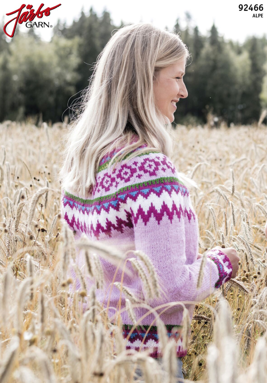 'Bubbelgum' - langermet genser med mønstret bærestykke