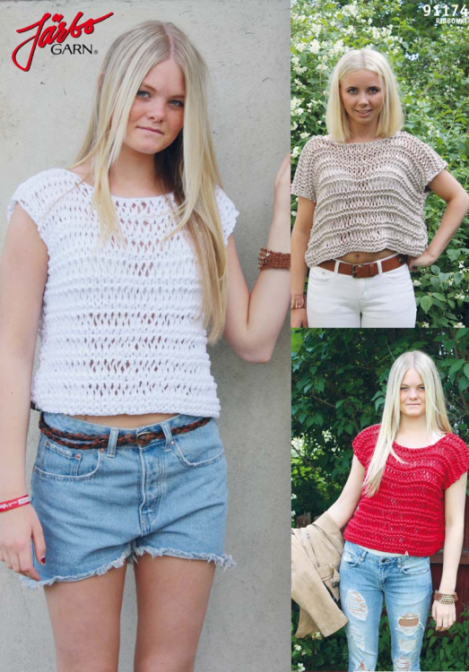 91174. TØFF TOPP I RILLESTRIKK & LANGE MASKER