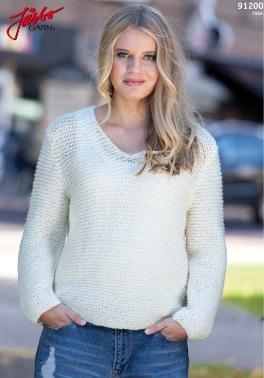 91200. RILLESTRIKKET GENSER MED V-HALS