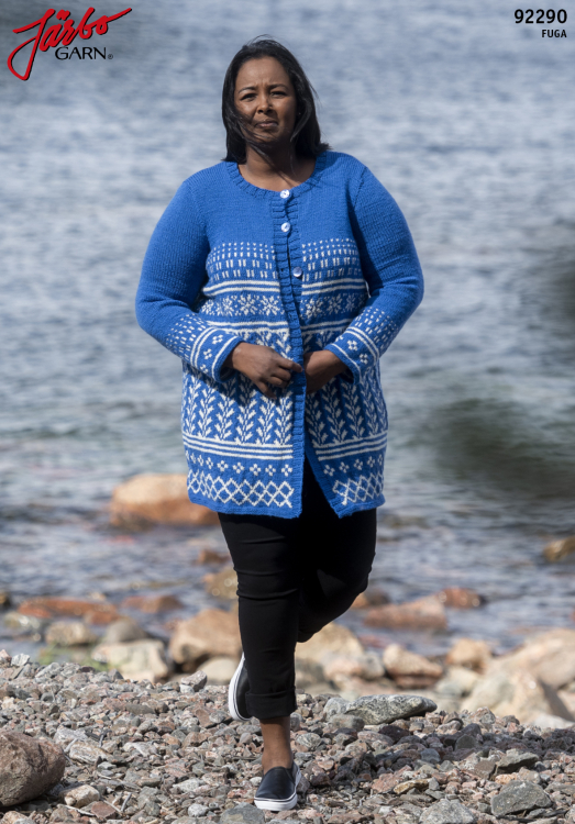 'Porslin' - lang kofte med mønsterborder